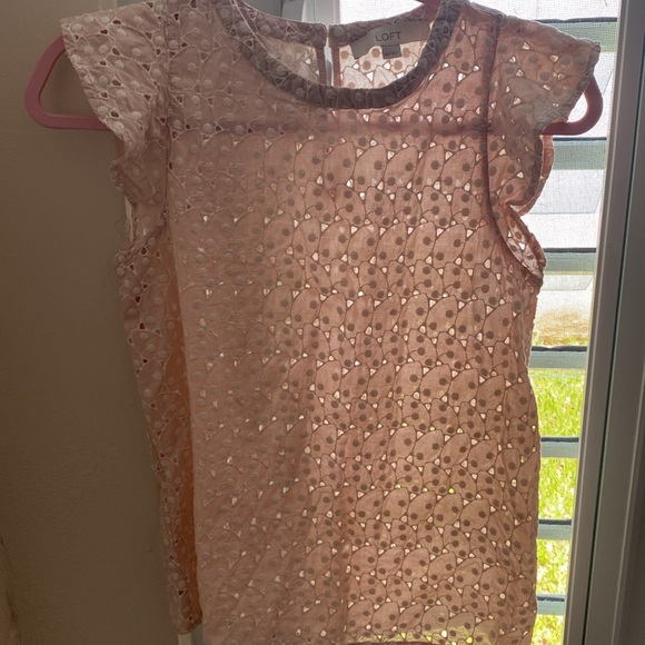 Loft Eyelet Flutter Sleeve Top in Light Pink XXS - Picture 10 of 10
